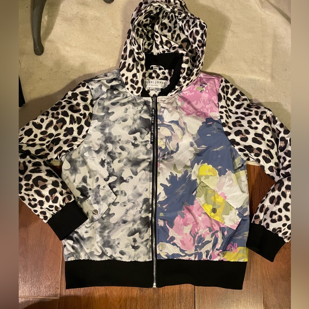 Nikki Jones mixed print puffy bomber jacket - Picture 2 of 12